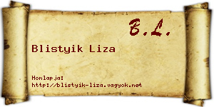 Blistyik Liza névjegykártya